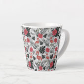 Flamingo seamless pattern with floral background カフェラテマグ (右アングル)