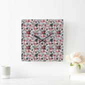 Flamingo seamless pattern with floral background スクエア壁時計 (ホーム)