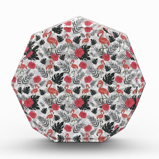 Flamingo seamless pattern with floral background フォトブロック (正面)