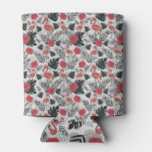 Flamingo seamless pattern with floral background 缶クーラー (裏面)