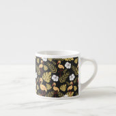 Flamingo seamless pattern yellow and white flowers エスプレッソカップ (右)