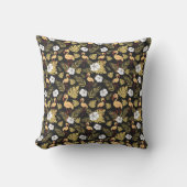 Flamingo seamless pattern yellow and white flowers クッション (正面)