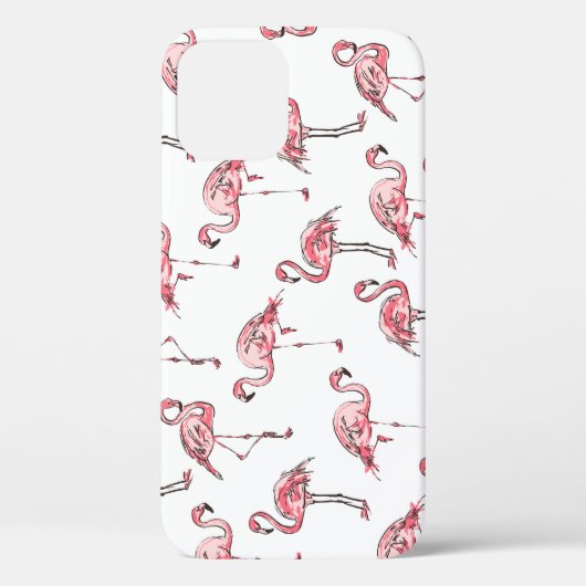 Flamingo Sketch：熱帯ヴィンテージパターン。 Case-Mate iPhoneケース (裏面)