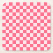 Flamingo sorbet checkerboard pattern スクエアペーパーコースター (正面)