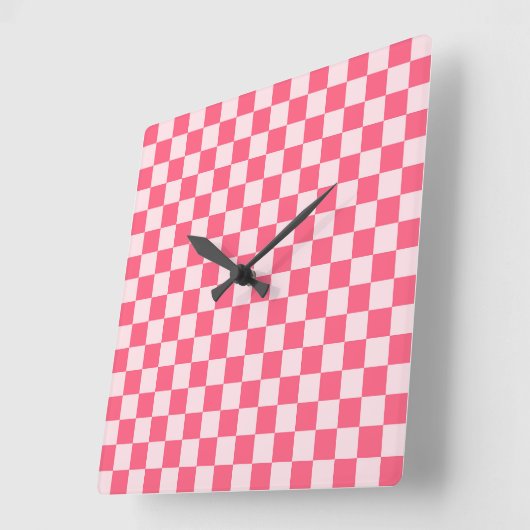 Flamingo sorbet checkerboard pattern スクエア壁時計 (傾斜)