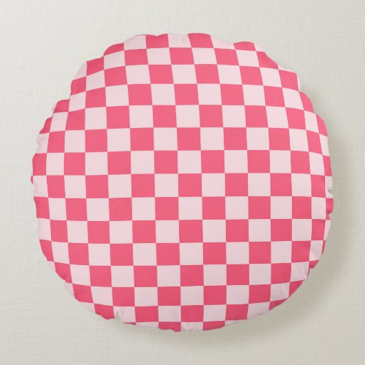 Flamingo sorbet checkerboard pattern ラウンドクッション (正面)