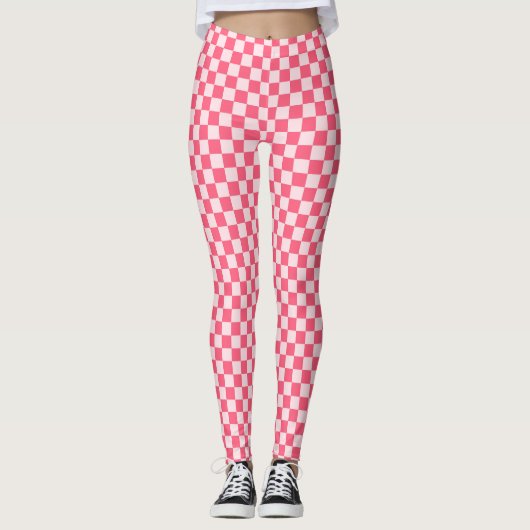 Flamingo sorbet checkerboard pattern レギンス (正面)