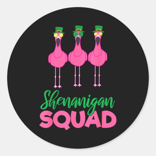 Flamingo Squad Funny Lucky St Patricks Day 2020 Te ラウンドシール (正面)