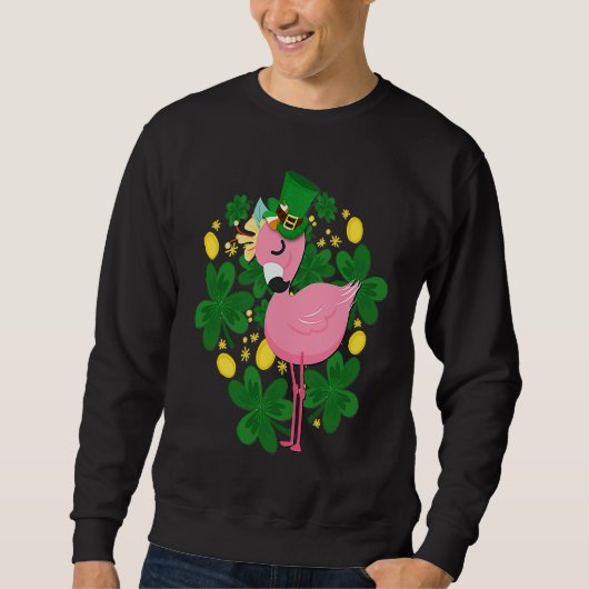 Flamingo St Patrick Day Pink Bird スウェットシャツ (正面)