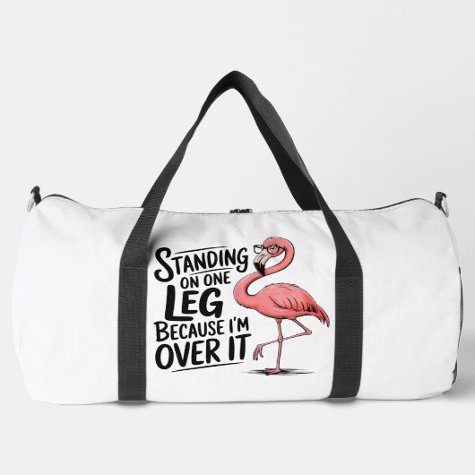 Flamingo Standing On One Leg Over ダッフルバッグ (正面)