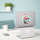 Flamingo Stickers for Everyお祝い シール (デスク上のノートパソコン)