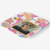 Flamingo summer party photo ペーパープレート (傾斜あり)