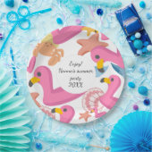 Flamingo summer party text ペーパープレート (パーティー)