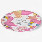 Flamingo summer party text ペーパープレート (アングル)