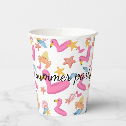 Flamingo summer party text 紙コップ (左)