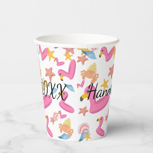 Flamingo summer party text 紙コップ (右)