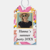 Flamingo summer party with photo ギフトタグ (正面)