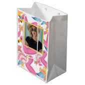 Flamingo summer party with photo ミディアムペーパーバッグ (正面アングル)