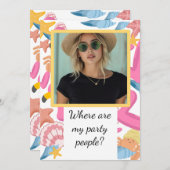 Flamingo summer party with photo 招待状 (正面/裏面)