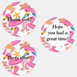 Flamingo summer party with text ラベル