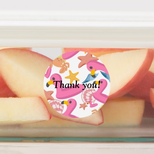 Flamingo summer party with text ラベル (貼付)