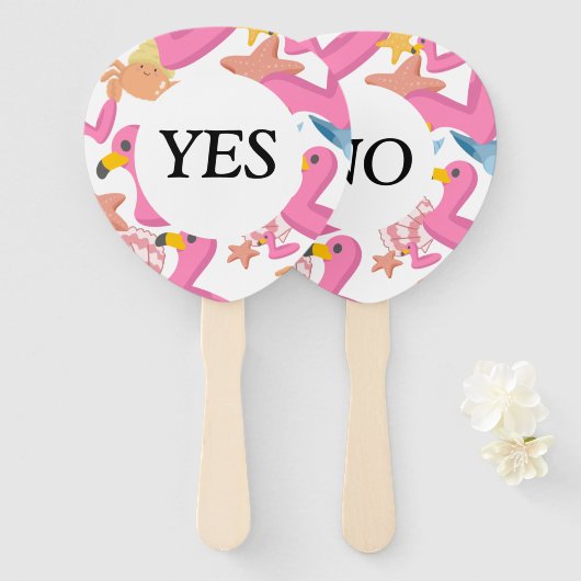 Flamingo summer party Yes No game ハンドファン (正面&裏面)