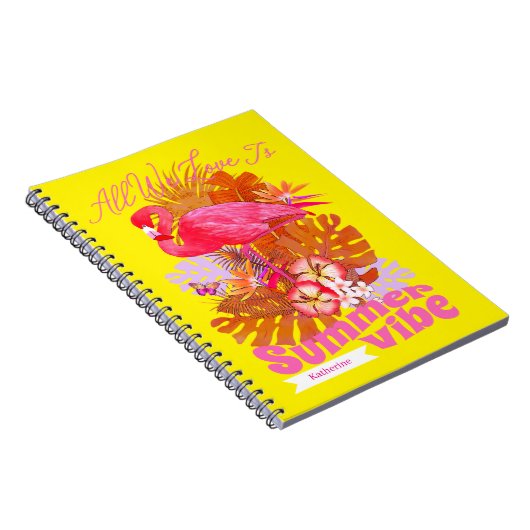 Flamingo Summer Yellow ノートブック (右側)