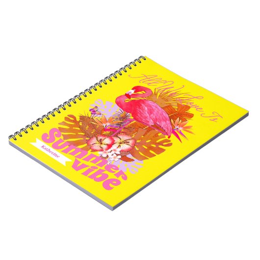 Flamingo Summer Yellow ノートブック (左側)