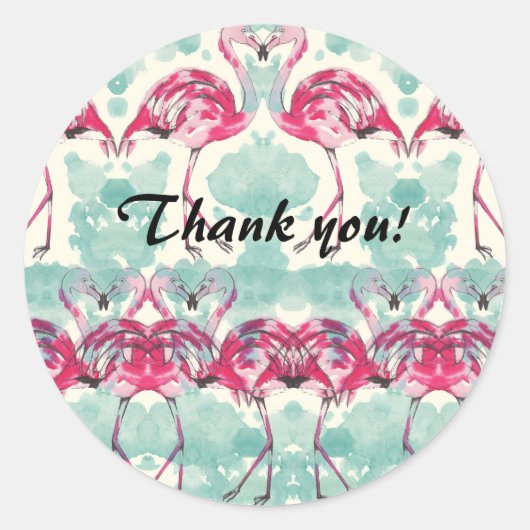 Flamingo Thank you sticker ラウンドシール (正面)