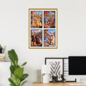 Flamingo & Tiger — Four Seasons Travel Art Poster ポスター (ホームオフィス)