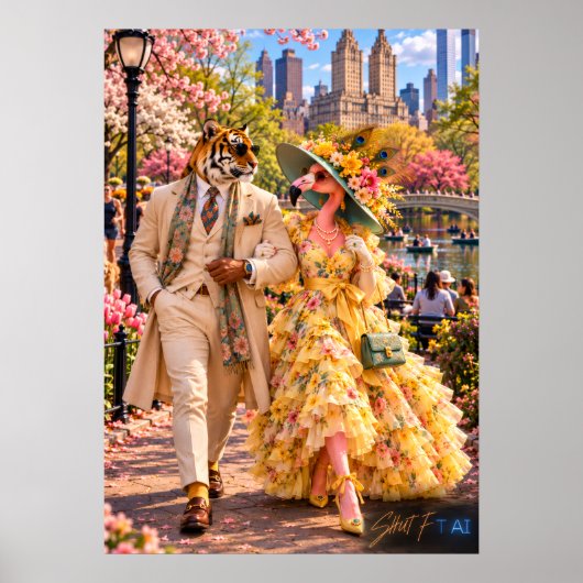 Flamingo & Tiger in New York – Spring in Central P ポスター (正面)