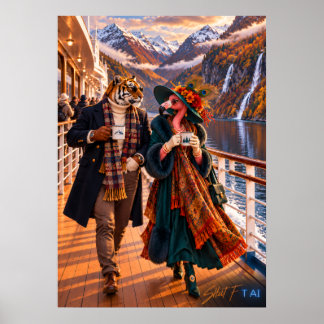 Flamingo & Tiger in Norway — Autumn Fjord Cruise P ポスター