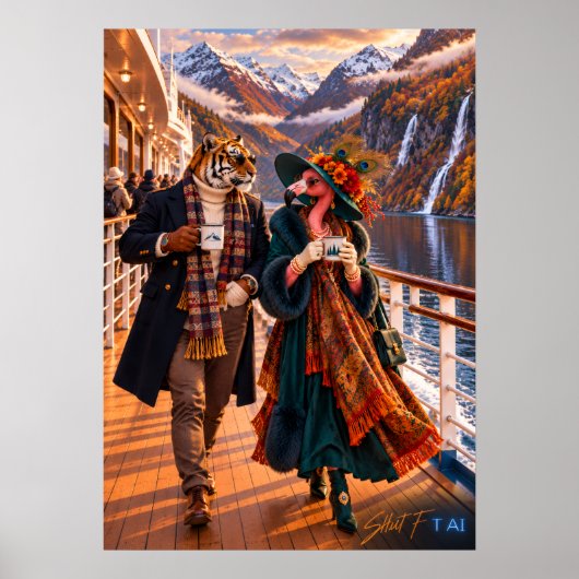 Flamingo & Tiger in Norway — Autumn Fjord Cruise P ポスター (正面)