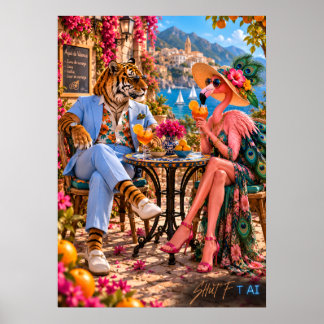 Flamingo & Tiger in Valencia — Mediterranean Summe ポスター