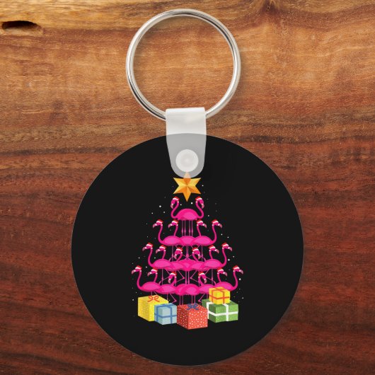 Flamingo Tree Funny Ugly Christmas  キーホルダー (正面)