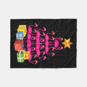 Flamingo Tree Funny Ugly Christmas  フリースブランケット (正面(横))