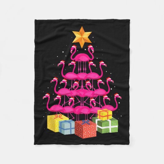 Flamingo Tree Funny Ugly Christmas  フリースブランケット (正面)