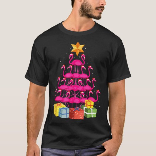 Flamingo Tree Funny Ugly Christmas  Tシャツ (正面)