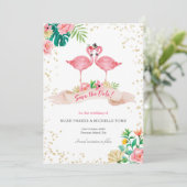 Flamingo Tropical日付カードを保存 招待状 (スタンド正面)