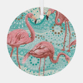 Flamingo Tropical:ヴィンテージフローラ壁紙 ガラスオーナメント (裏面)