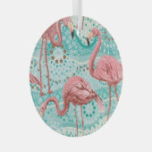 Flamingo Tropical:ヴィンテージフローラ壁紙 ガラスオーナメント (正面右)