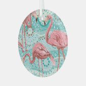 Flamingo Tropical:ヴィンテージフローラ壁紙 ガラスオーナメント (正面左)