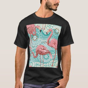 Flamingo Tropical:ヴィンテージフローラ壁紙 Tシャツ