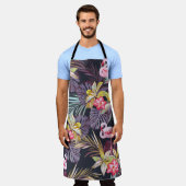 Flamingo Tropical：夏の継ぎ目のないパターン エプロン (着用した状態)