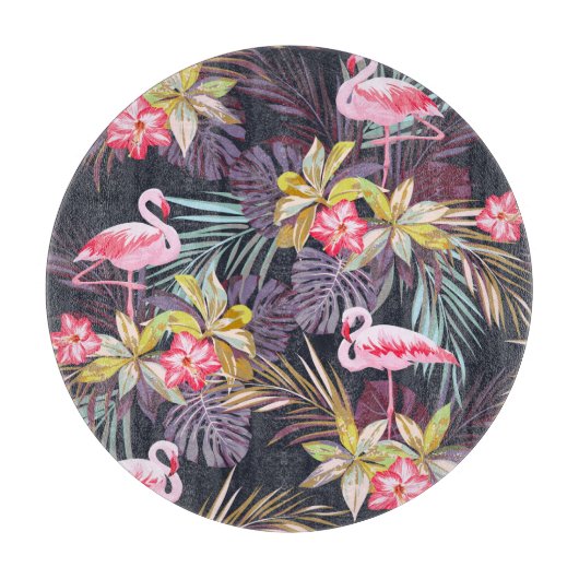 Flamingo Tropical：夏の継ぎ目のないパターン カッティングボード (正面)