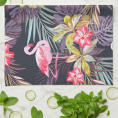 Flamingo Tropical：夏の継ぎ目のないパターン キッチンタオル (折り畳み)