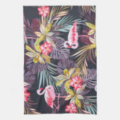 Flamingo Tropical：夏の継ぎ目のないパターン キッチンタオル (縦)