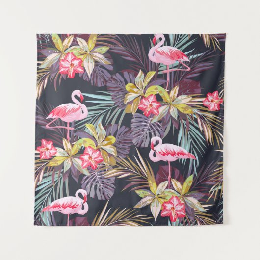 Flamingo Tropical:夏の継ぎ目のないパターン タペストリー (正面)