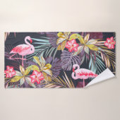 Flamingo Tropical:夏の継ぎ目のないパターン バスタオル (バスタオル)