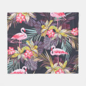 Flamingo Tropical:夏の継ぎ目のないパターン フリースブランケット (正面(横))